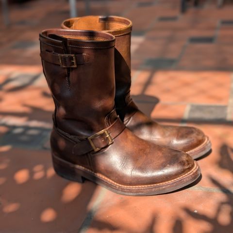 Motor Engineer Boots in Motor / Brown Hand-Dyed Calfskin