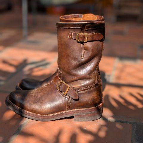 Motor Engineer Boots in Motor / Brown Hand-Dyed Calfskin