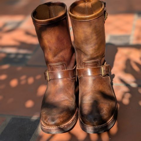 Motor Engineer Boots in Motor / Brown Hand-Dyed Calfskin