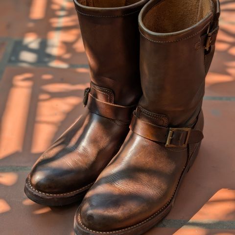 Motor Engineer Boots in Motor / Brown Hand-Dyed Calfskin