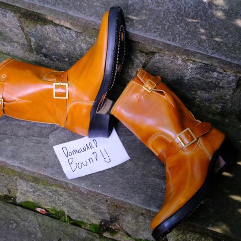 Role Club Engineer Boots in Horween Amaretto Shell Cordovan