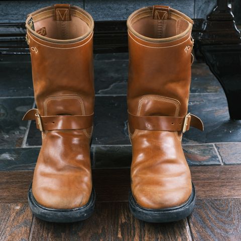 Role Club Engineer Boots in Horween Amaretto Shell Cordovan