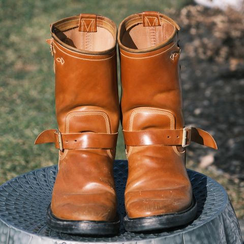 Role Club Engineer Boots in Horween Amaretto Shell Cordovan