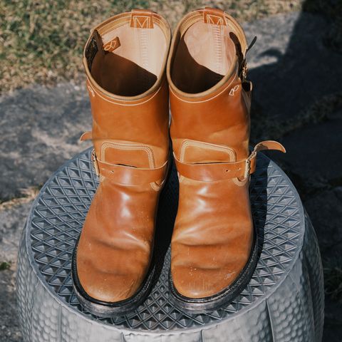Role Club Engineer Boots in Horween Amaretto Shell Cordovan