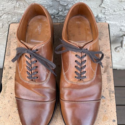 View photo of Viberg Bastion Oxford in Horween Natural Shell Cordovan