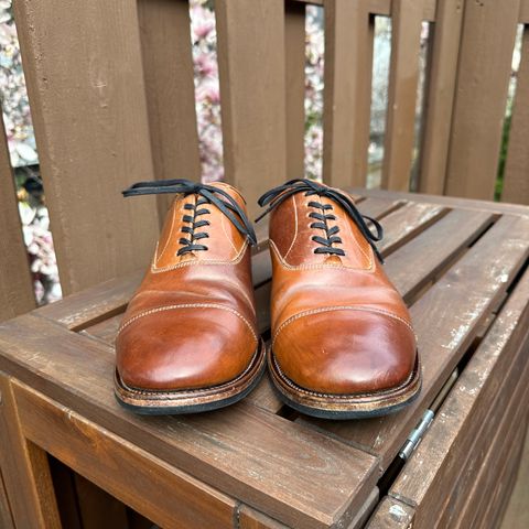 View photo of Viberg Bastion Oxford in Horween Natural Shell Cordovan