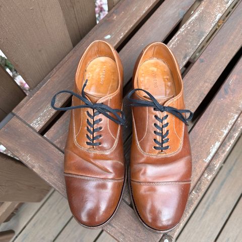 View photo of Viberg Bastion Oxford in Horween Natural Shell Cordovan