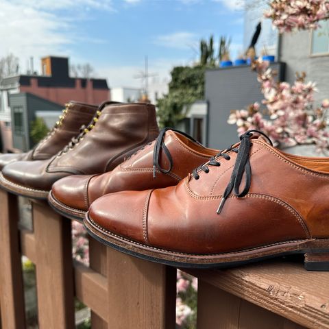 View photo of Viberg Bastion Oxford in Horween Natural Shell Cordovan