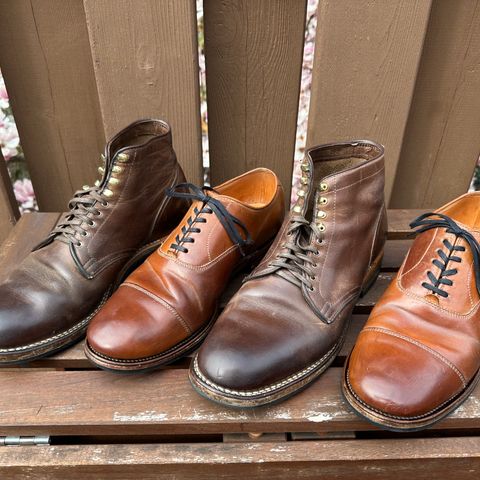 View photo of Viberg Bastion Oxford in Horween Natural Shell Cordovan