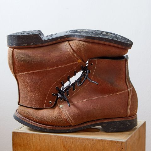 View photo of Unsung U 22-1 Slog Boot in Wickett & Craig Chestnut Oiled Latigo Roughout