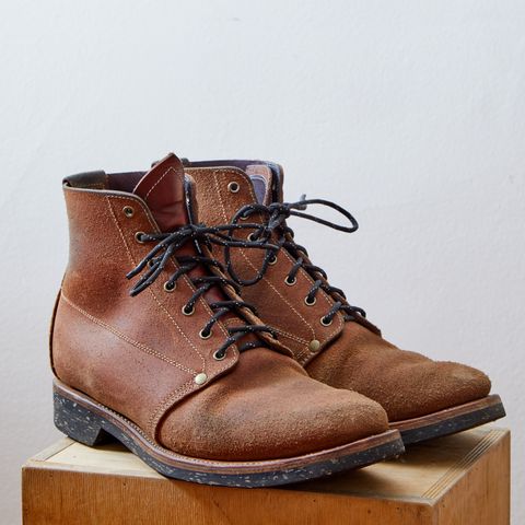 View photo of Unsung U 22-1 Slog Boot in Wickett & Craig Chestnut Oiled Latigo Roughout