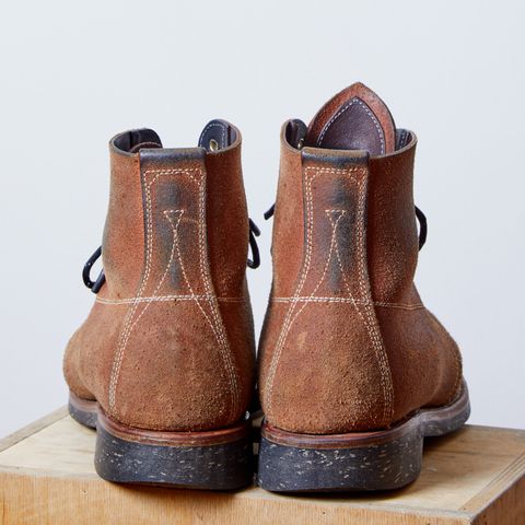 View photo of Unsung U 22-1 Slog Boot in Wickett & Craig Chestnut Oiled Latigo Roughout