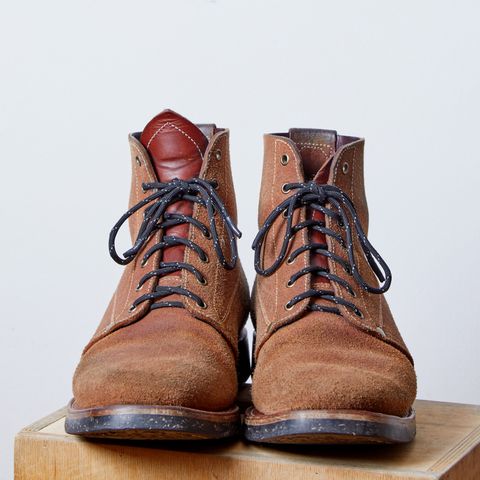 View photo of Unsung U 22-1 Slog Boot in Wickett & Craig Chestnut Oiled Latigo Roughout