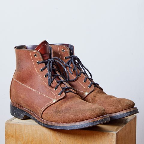 View photo of Unsung U 22-1 Slog Boot in Wickett & Craig Chestnut Oiled Latigo Roughout