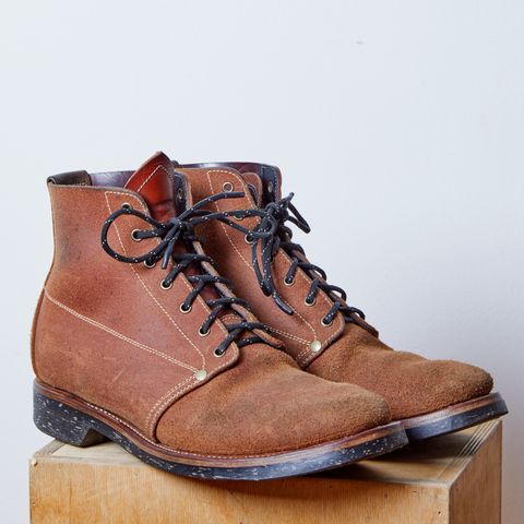 View photo of Unsung U 22-1 Slog Boot in Wickett & Craig Chestnut Oiled Latigo Roughout