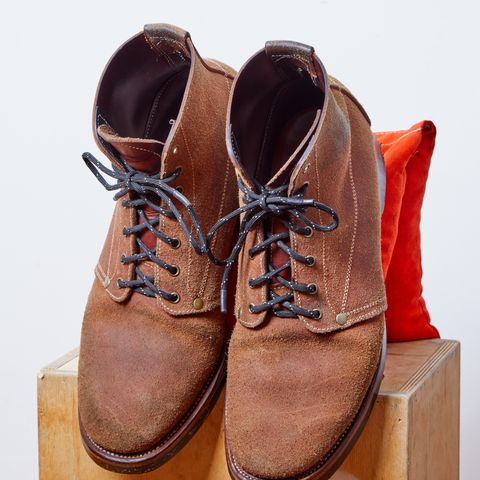 View photo of Unsung U 22-1 Slog Boot in Wickett & Craig Chestnut Oiled Latigo Roughout