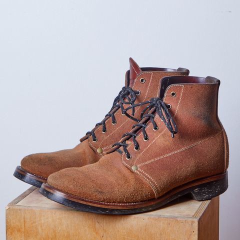 View photo of Unsung U 22-1 Slog Boot in Wickett & Craig Chestnut Oiled Latigo Roughout