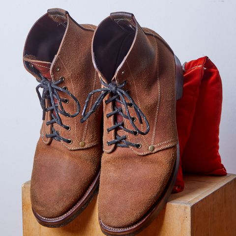 View photo of Unsung U 22-1 Slog Boot in Wickett & Craig Chestnut Oiled Latigo Roughout