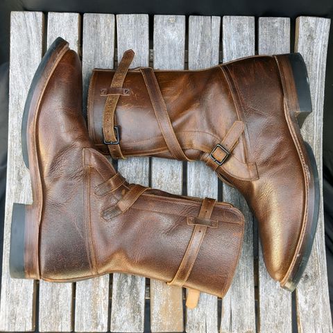 Eastman Leather Tanker Boots in Horween Havana Burnished Roughout