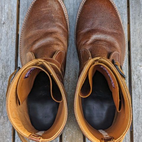 Eastman Leather Tanker Boots in Horween Havana Burnished Roughout