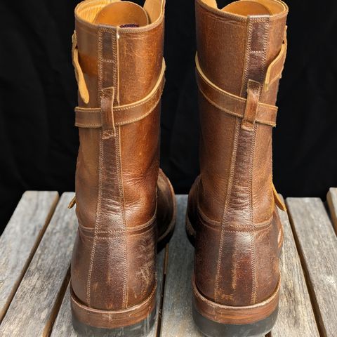 Eastman Leather Tanker Boots in Horween Havana Burnished Roughout