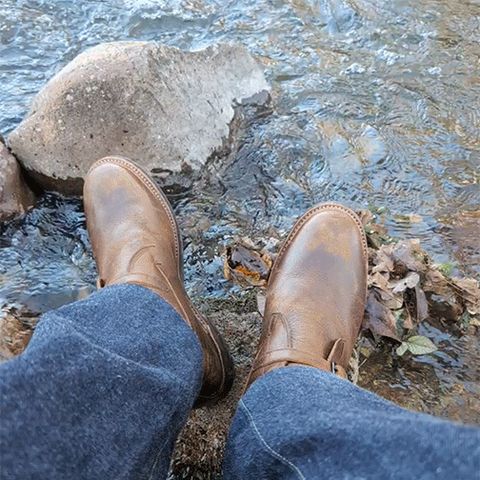 Eastman Leather Tanker Boots in Horween Havana Burnished Roughout