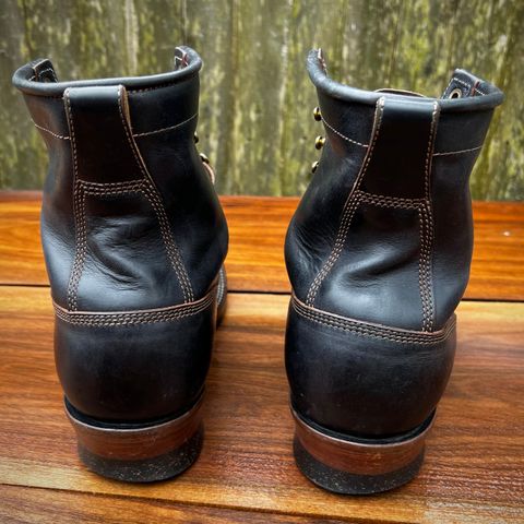 View photo of Quan Shoemaker Unlisted Model in Maryam Black Horsebutt