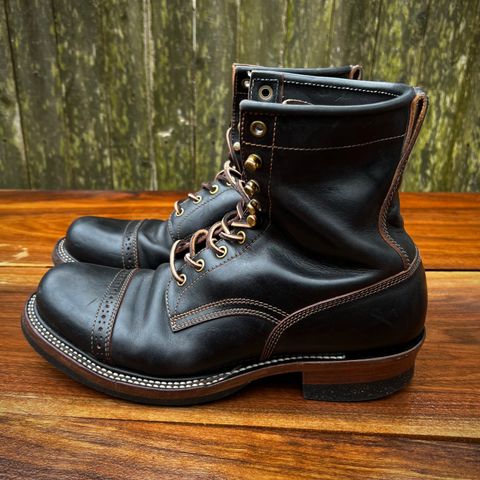 View photo of Quan Shoemaker Unlisted Model in Maryam Black Horsebutt