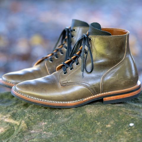 View photo of Viberg Service Boot in Guidi Grey Italian Calf