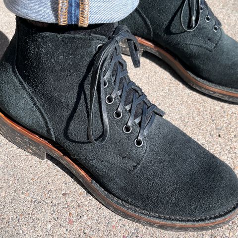 Viberg Boondocker in Horween Charcoal Chamois Roughout
