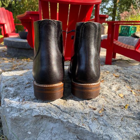 View photo of John Lofgren M-43 Service Shoes in Shinki Black Teacore Horsebutt