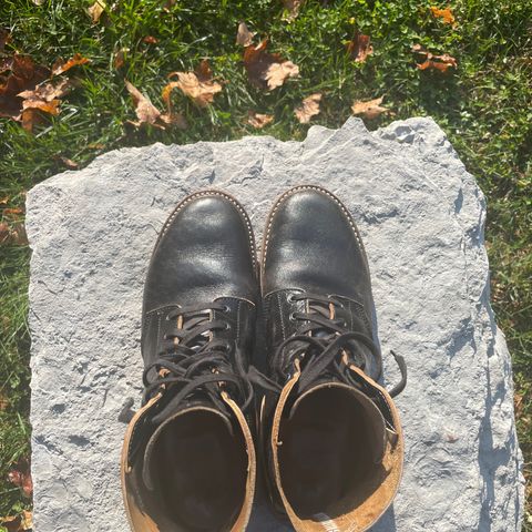 View photo of John Lofgren M-43 Service Shoes in Shinki Black Teacore Horsebutt