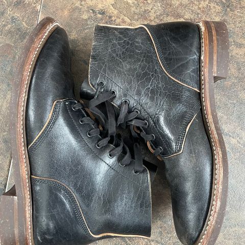 View photo of John Lofgren M-43 Service Shoes in Shinki Black Teacore Horsebutt