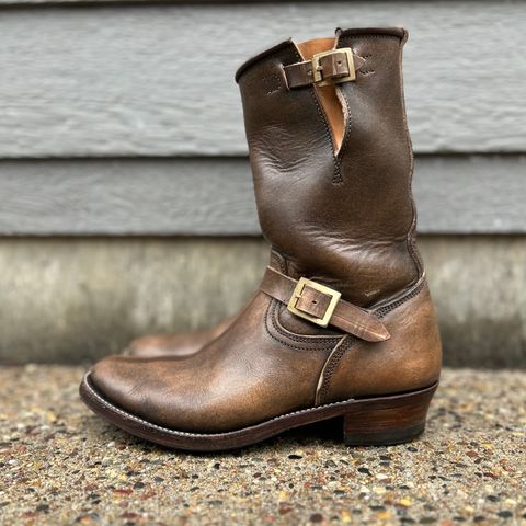 View photo of Unsung U 22-2 Engineer Boot in Wickett & Craig Natural Veg Tan