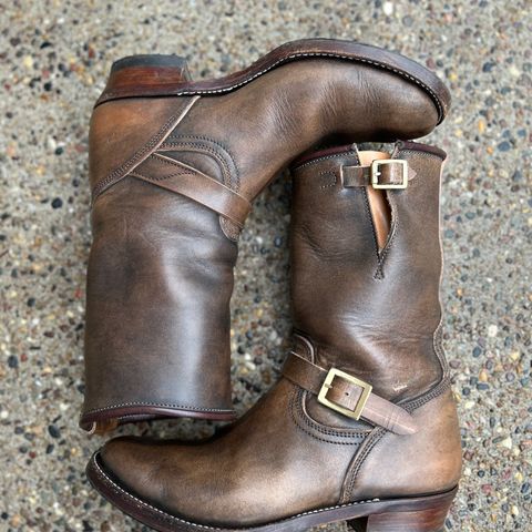 View photo of Unsung U 22-2 Engineer Boot in Wickett & Craig Natural Veg Tan