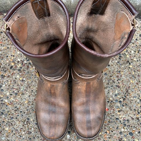 View photo of Unsung U 22-2 Engineer Boot in Wickett & Craig Natural Veg Tan