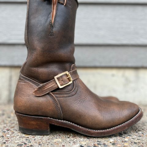 View photo of Unsung U 22-2 Engineer Boot in Wickett & Craig Natural Veg Tan