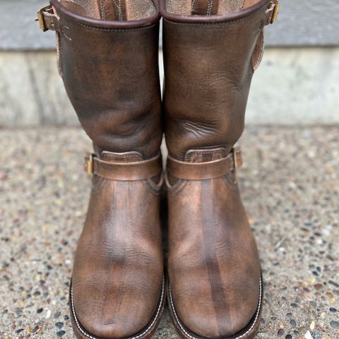 View photo of Unsung U 22-2 Engineer Boot in Wickett & Craig Natural Veg Tan