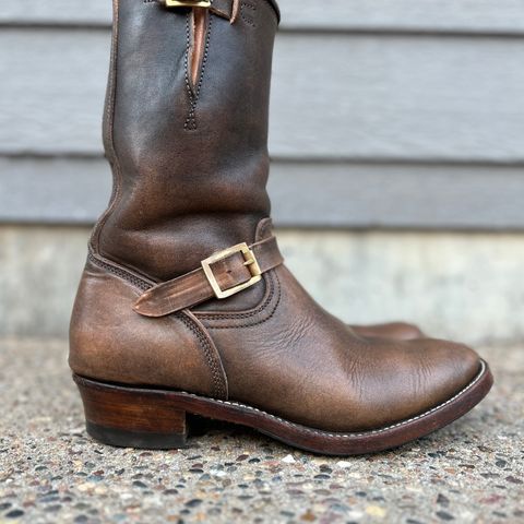 View photo of Unsung U 22-2 Engineer Boot in Wickett & Craig Natural Veg Tan