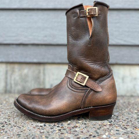 View photo of Unsung U 22-2 Engineer Boot in Wickett & Craig Natural Veg Tan