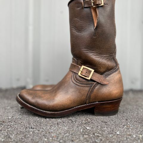 View photo of Unsung U 22-2 Engineer Boot in Wickett & Craig Natural Veg Tan