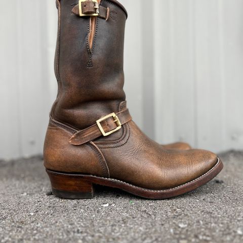 View photo of Unsung U 22-2 Engineer Boot in Wickett & Craig Natural Veg Tan