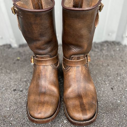 View photo of Unsung U 22-2 Engineer Boot in Wickett & Craig Natural Veg Tan