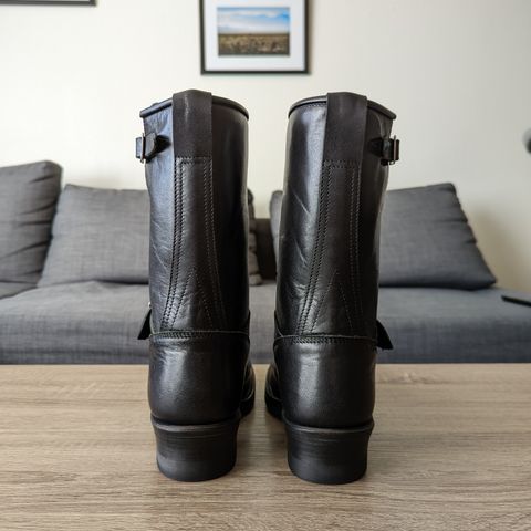 Addict Boots AB-01 Engineer Boots in Black Dye-Finished Horsehide