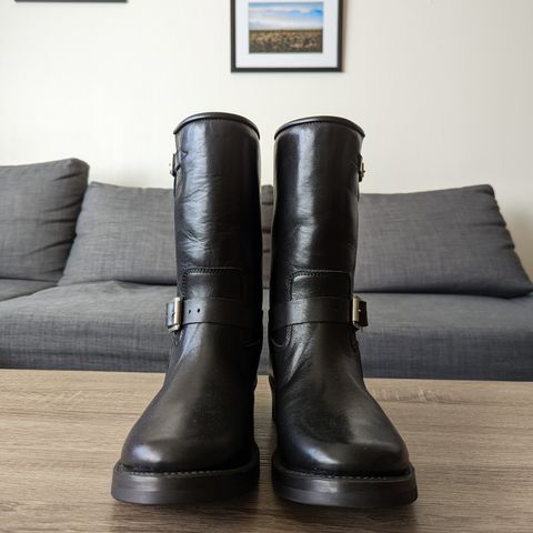 Addict Boots AB-01 Engineer Boots in Black Dye-Finished Horsehide