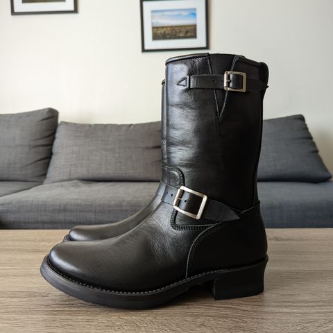 Addict Boots AB-01 Engineer Boots in Black Dye-Finished Horsehide