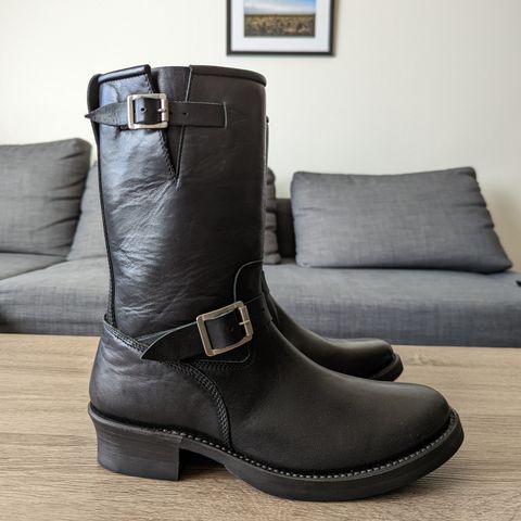 Addict Boots AB-01 Engineer Boots in Black Dye-Finished Horsehide