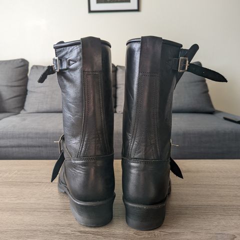 Addict Boots AB-01 Engineer Boots in Black Dye-Finished Horsehide