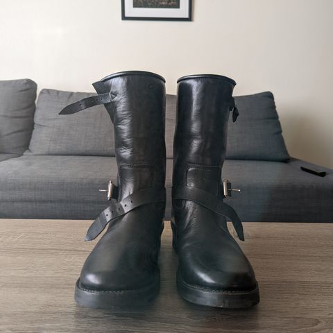Addict Boots AB-01 Engineer Boots in Black Dye-Finished Horsehide
