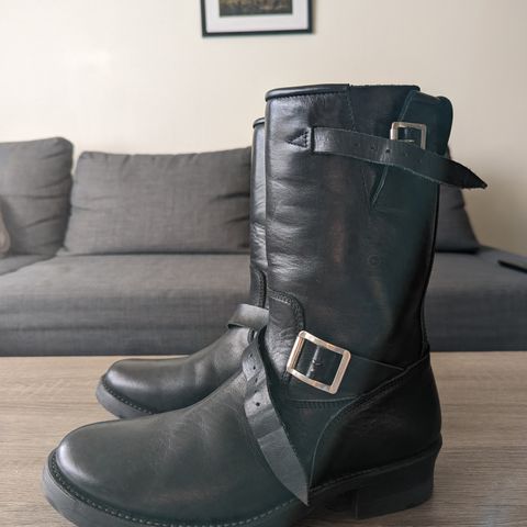 Addict Boots AB-01 Engineer Boots in Black Dye-Finished Horsehide